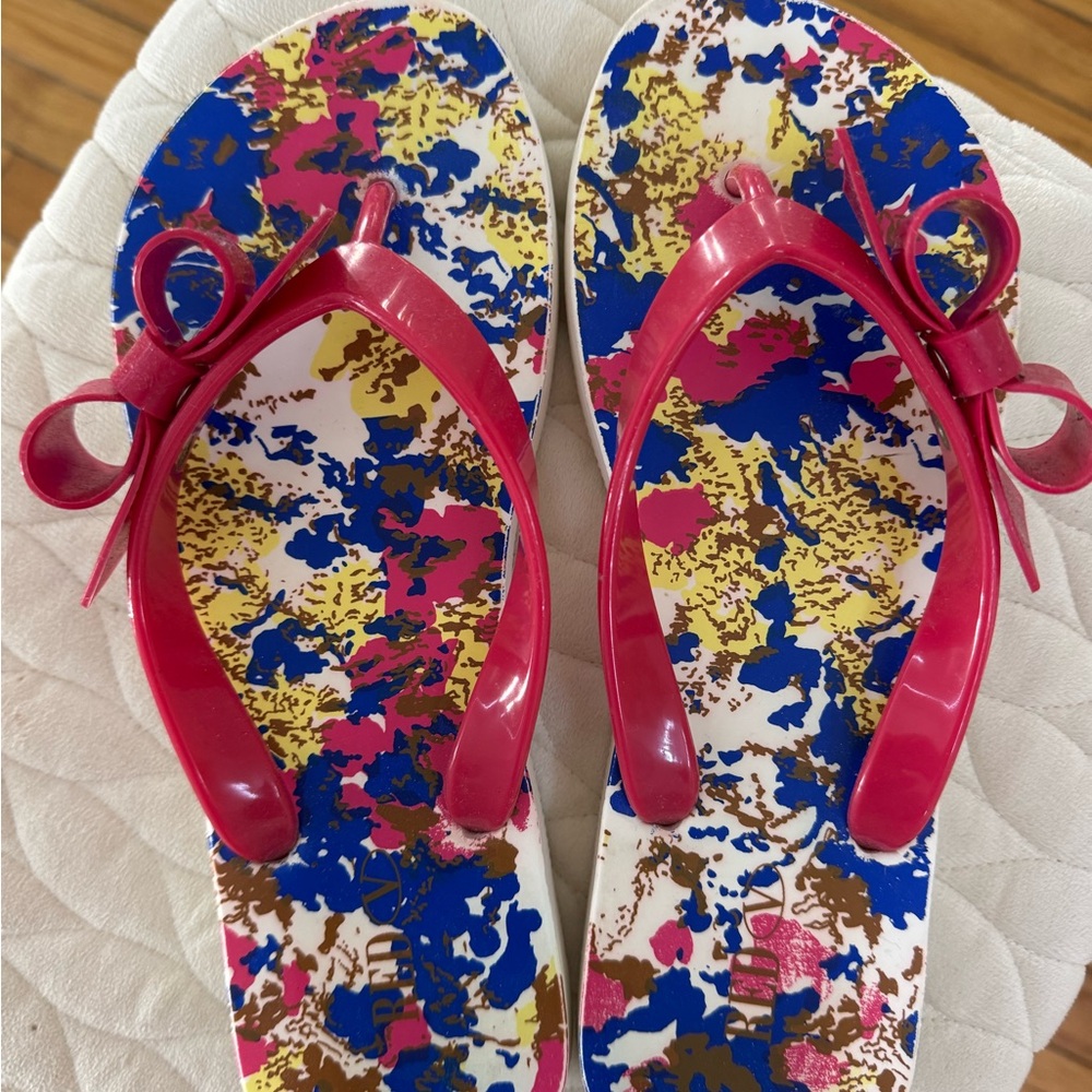 Authentic RED Valentino Multi-Tone Flip Flops